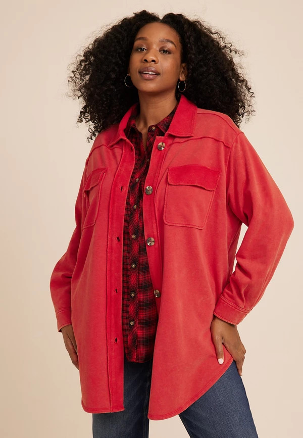 Plus Size Collegiate Shacket | Maurices