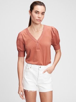 Puff Sleeve Henley Top | Gap (US)