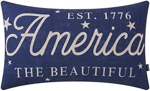 TRENDIN 4th of July Pillow Cover 12x20 inches 1776 Decor Patriotic Sign Decoration Rustic Home Decor | Amazon (US)