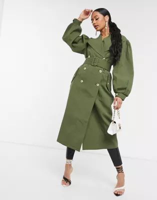 Unique21 full sleeve trench coat in khaki | ASOS (Global)
