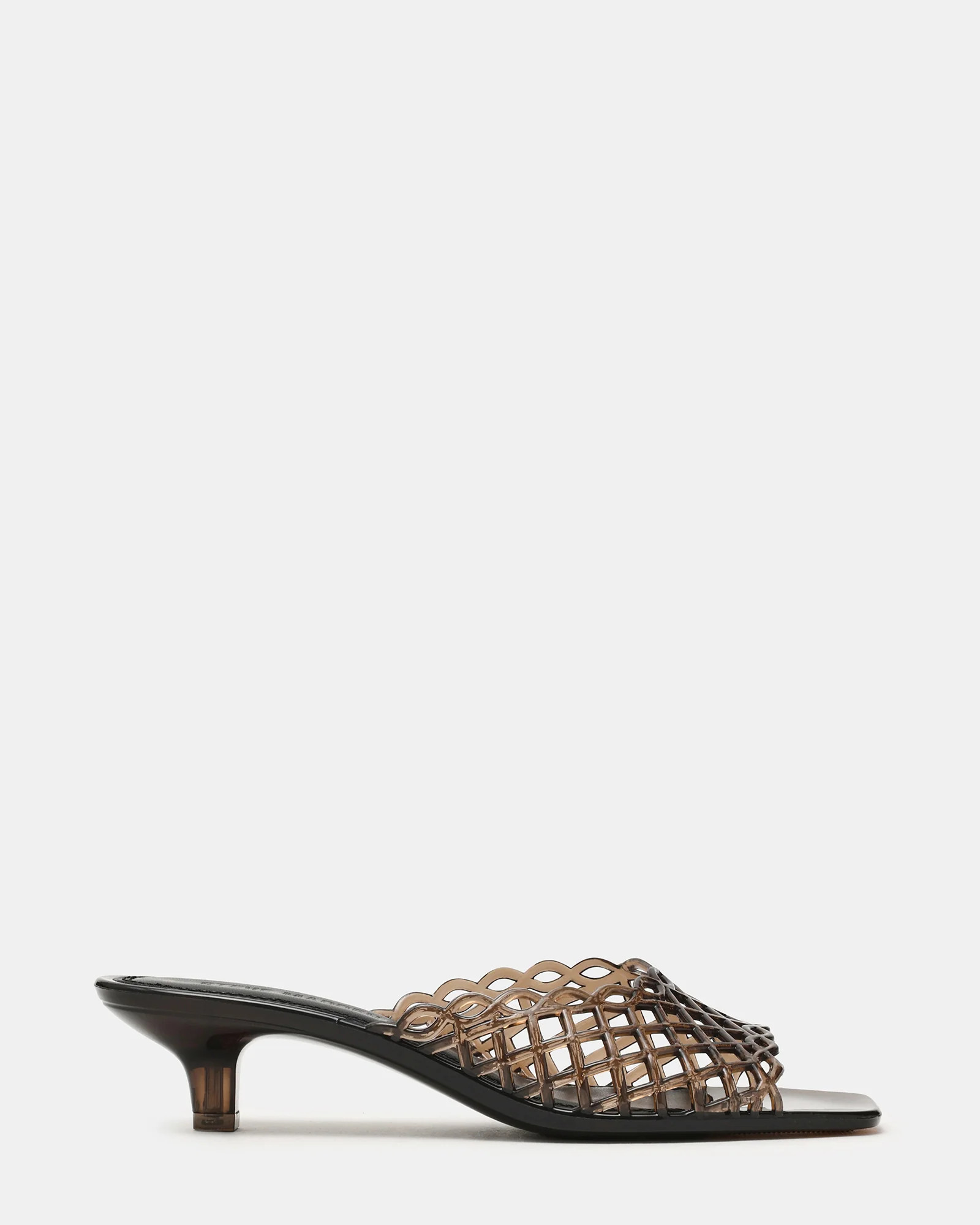 GINGER Smoke Square-Toe Woven Strap Mule Women's Kitten Heel | Steve Madden (US)