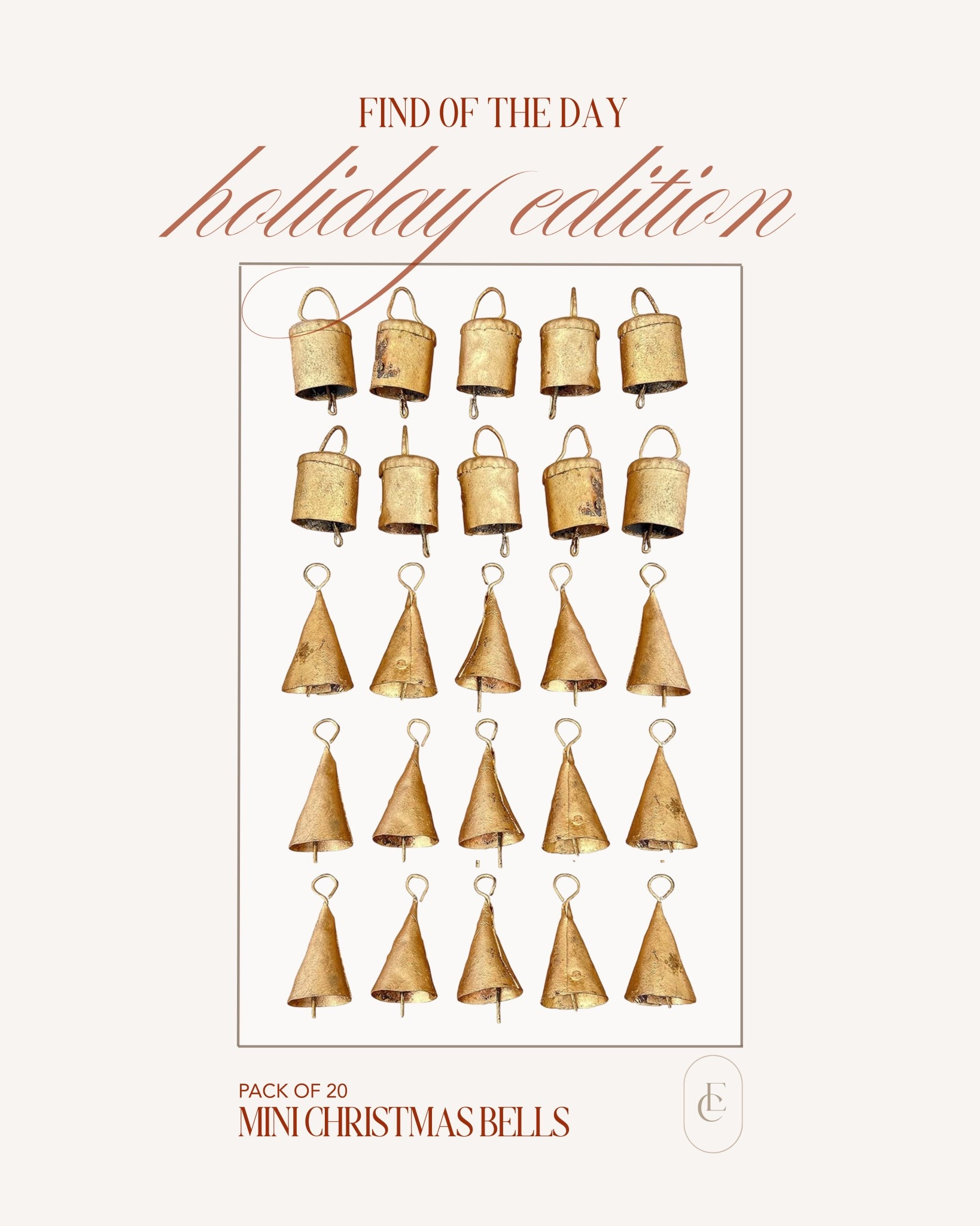 These mini Christmas bells are so good for layering into garlands, wreaths, stockings, or even gift wrapping — and they’re only $16 for a pack of 20. Such an easy way to add that warm, vintage holiday charm. ✨🔔

Comment BELLS for the link.

#holidaydecor #christmasdecor #neutralholidayhome #christmashome #vintagechristmas #holidayaesthetic #casachicollo #homedecorfinds #christmasfinds #amazonhome #holidayinspo #neutralchristmasdecor #christmasdetails #giftwrappingideas #holidaystyle