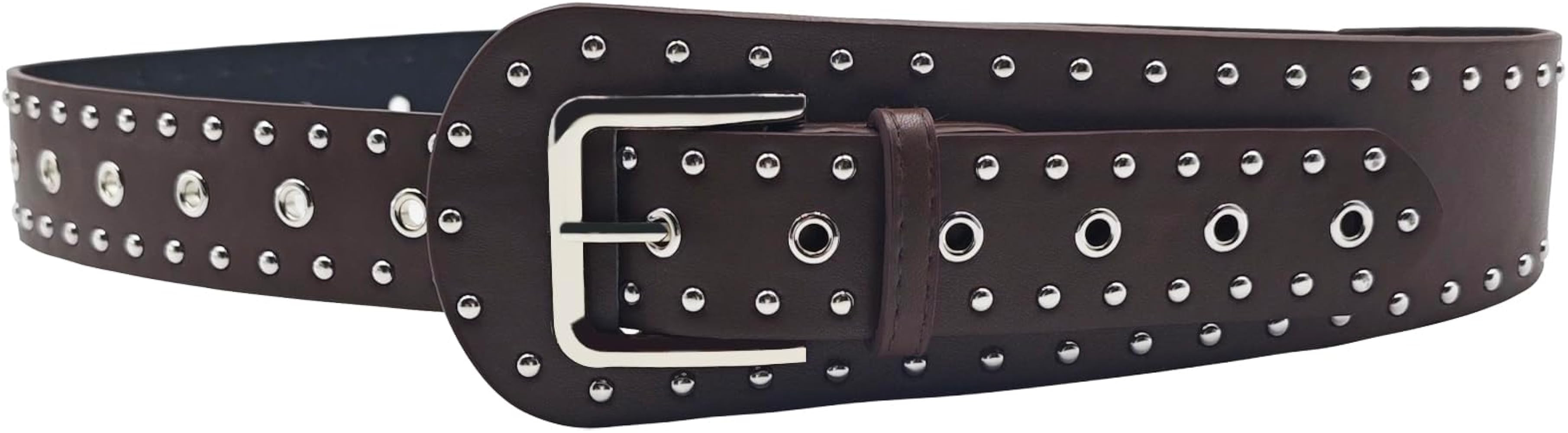 Women's Wide Waist Belt with Silver Studded Punk Chunky Festival Statement y2k Accesories | Amazon (US)
