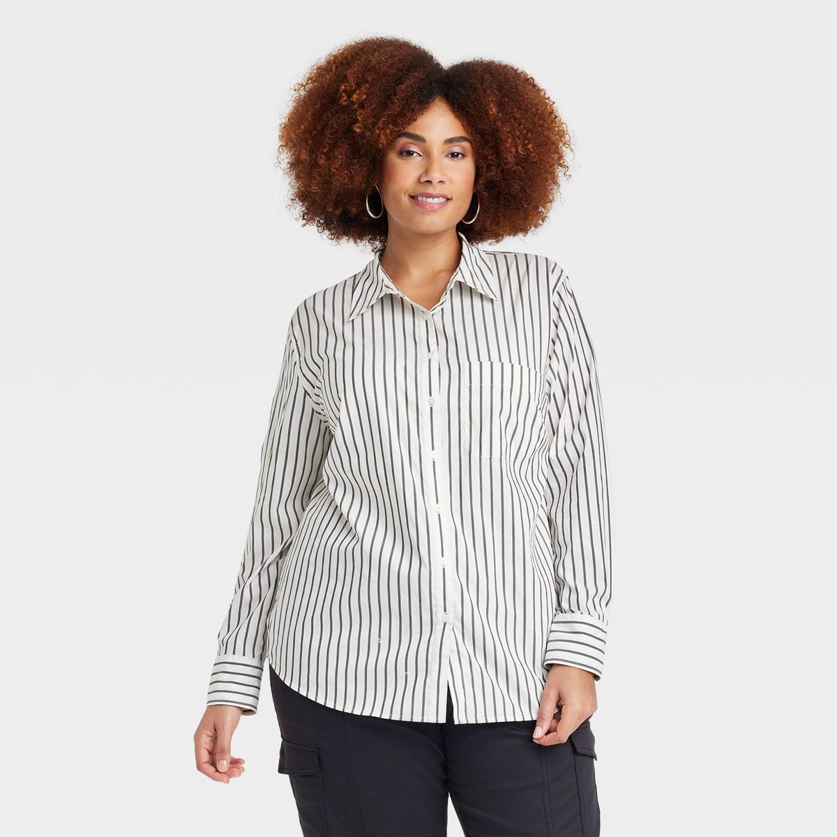 Women's Slim Fit Boyfriend Tailored Long Sleeve Button-Down Shirt - A New Day™ | Target