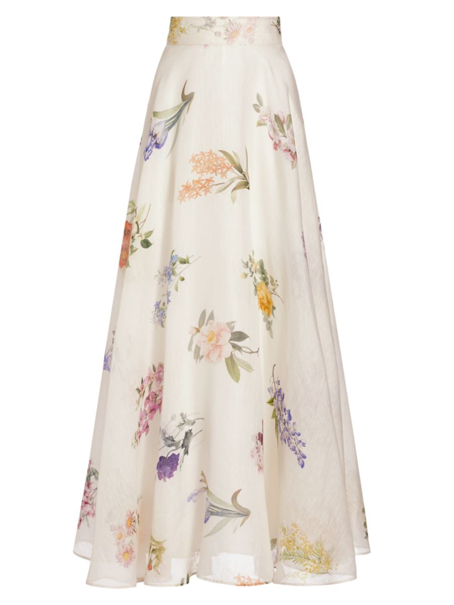 Shop Zimmermann Natura Linen-Silk Floral Maxi Skirt | Saks Fifth Avenue | Saks Fifth Avenue