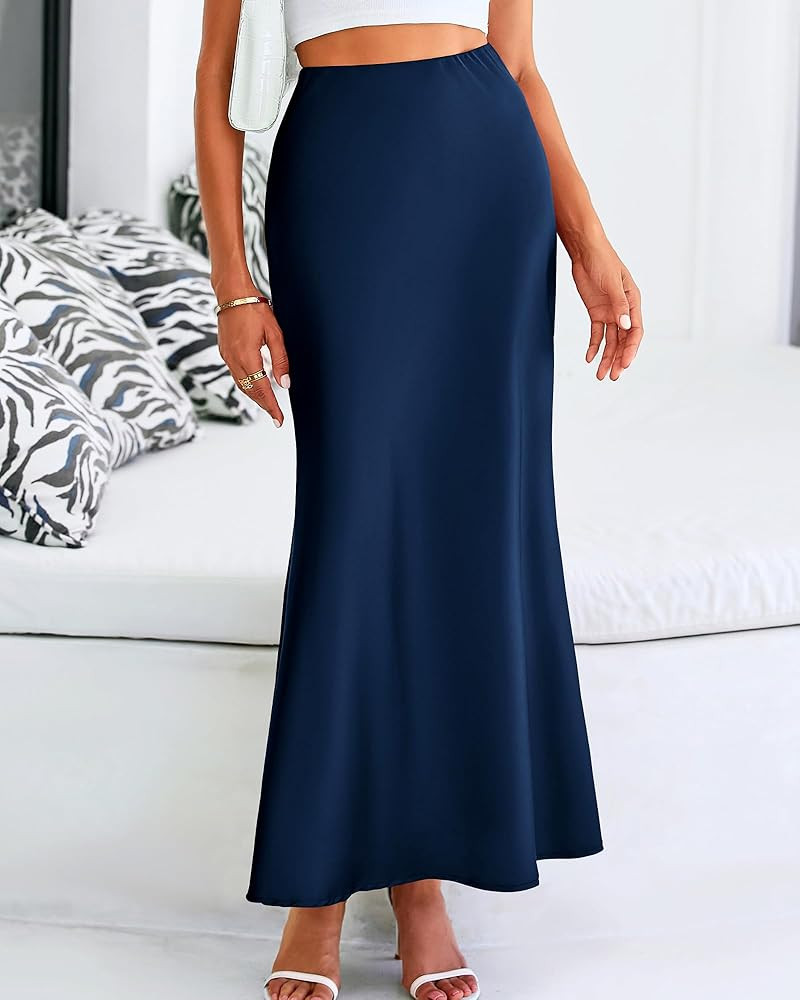 Amazon.com: BTFBM Womens Summer Fall Skirt 2025 Silk Elegant High Waist Cocktail Party Wedding Me... | Amazon (US)