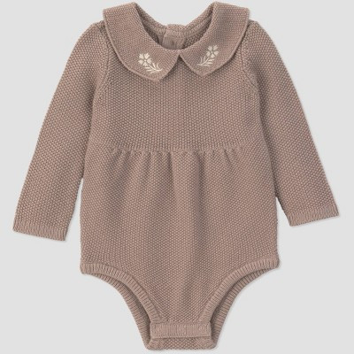 Carter's Just One You® Baby Girls' Long Sleeve Collared Sweater Knit Bubble Romper - Brown 9M | Target