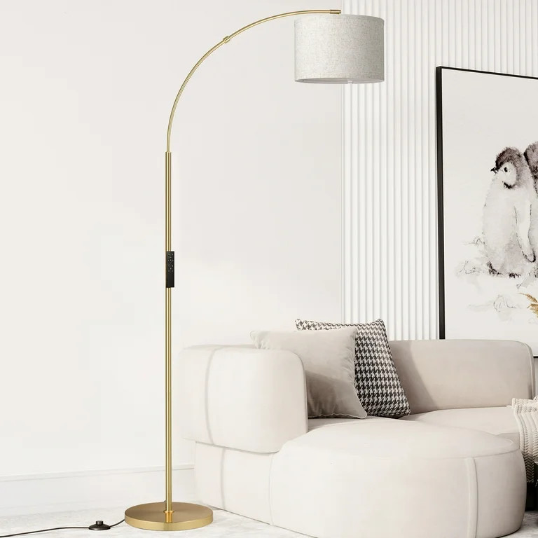Gold Floor Lamp with Remote, Modern Arc Floor Lamp with Stepless Dimmable Bulb, Tall Lamp for Liv... | Walmart (US)