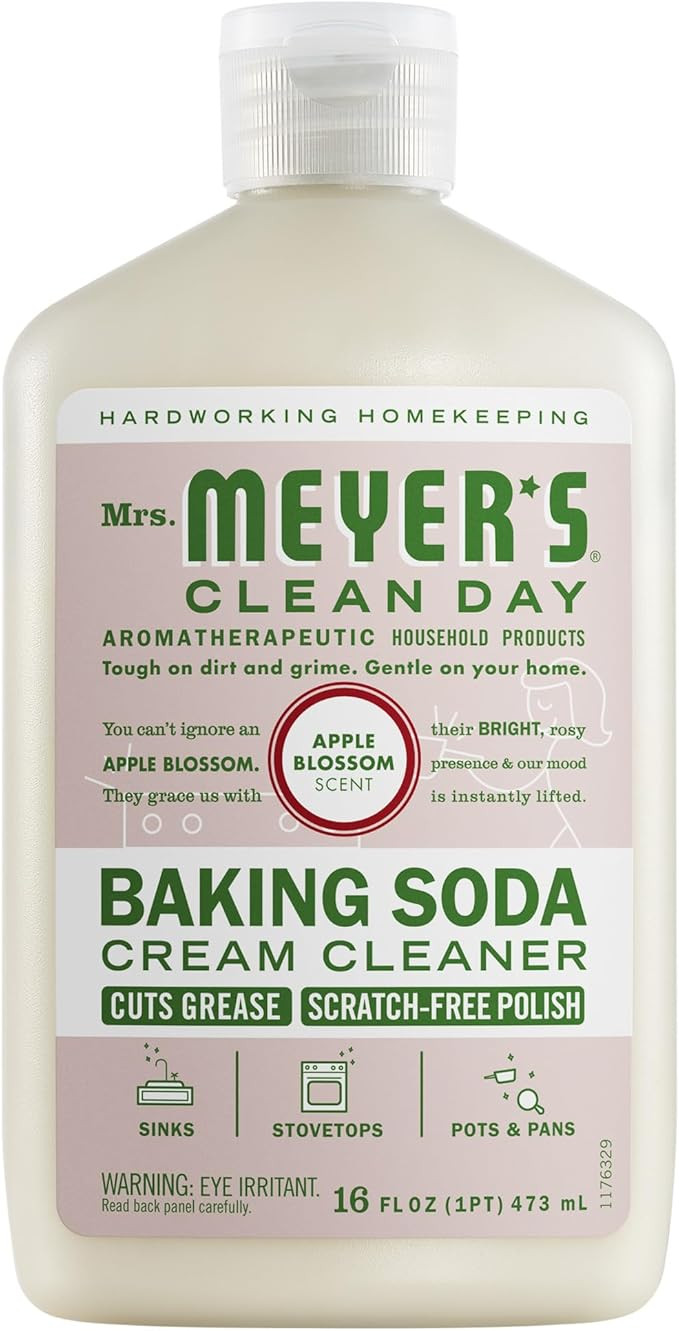 MRS. MEYER'S CLEAN DAY Baking Soda Cream Cleaner, Cuts Grease, Scratch-Free Polish, Apple Blossom... | Amazon (US)
