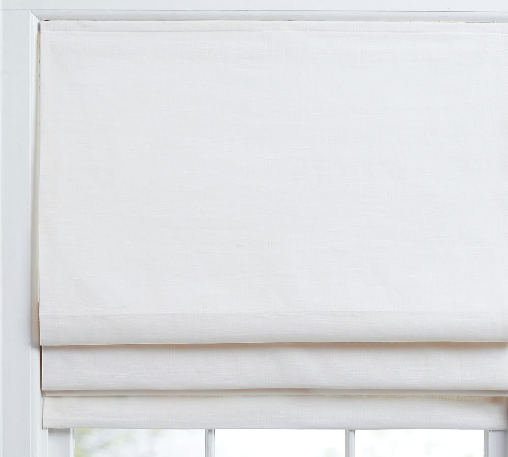 Custom Emery Linen Roman Light Filtering Shade, White, 36" W x 64" L | Pottery Barn (US)