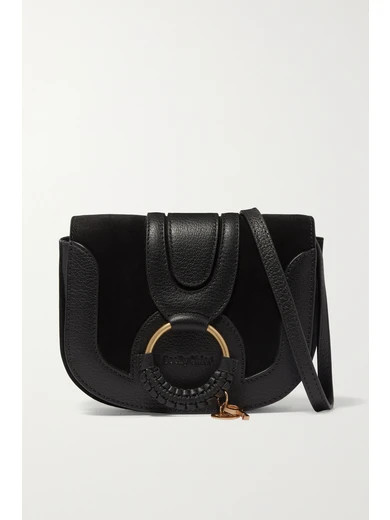 See By Chloé - Hana Mini Textured-leather And Suede Shoulder Bag - Black | NET-A-PORTER (US)