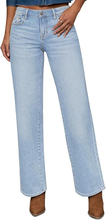 Straight Leg Jeans for Women Trendy High Waisted Cropped Boyfriend Mom Stretchy Frayed Hem Loose ... | Amazon (US)