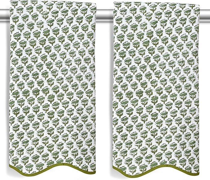 CPC COTTON PRINT CLUB Emerald Green Block Printed Cotton Waffle Bath Towel 27x54,Set of 2 Boho, S... | Amazon (US)