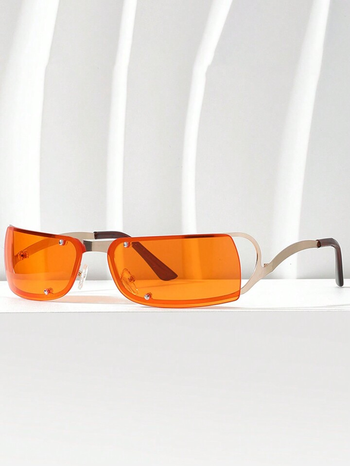 1pc Fashionable Metal Hollow Oval Y2K Steampunk Retro UV Protection Sunglasses, Suitable For Outd... | SHEIN