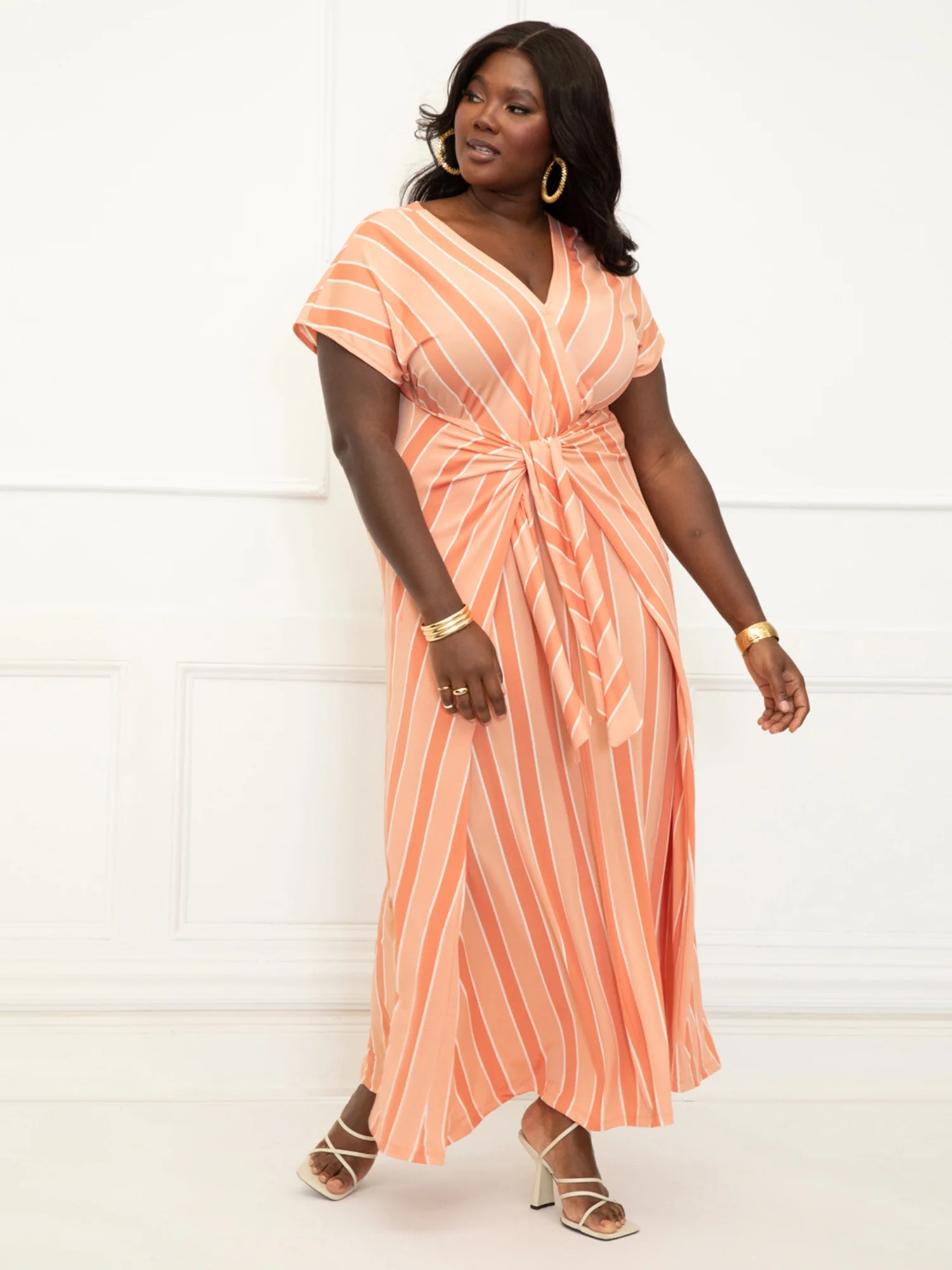 ELOQUII Elements Women's Plus Size Wrap Front Maxi Dress | Walmart (US)