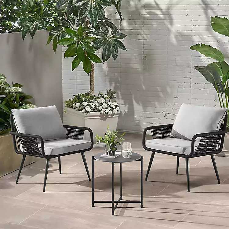 Light Gray Rope Frame 2-pc. Outdoor Living Set | Kirkland's Home
