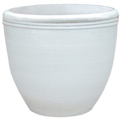 allen + roth 15.94-in x 13.77-in White Ceramic Planter with Drainage Holes | Lowe's