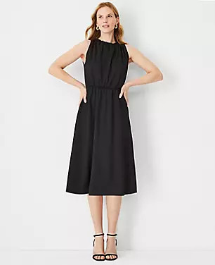 Gathered Sleeveless Flare Dress | Ann Taylor (US)