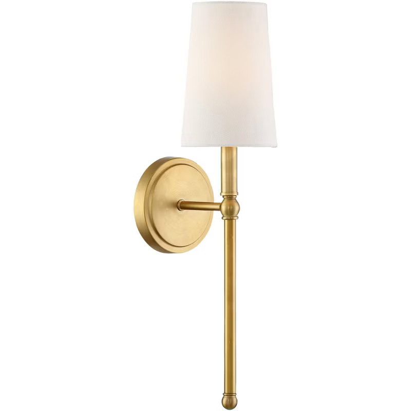 Regency Hill Mid Century Modern Wall Light Sconce Warm Brass Hardwired 21" High Fixture White Lin... | Target