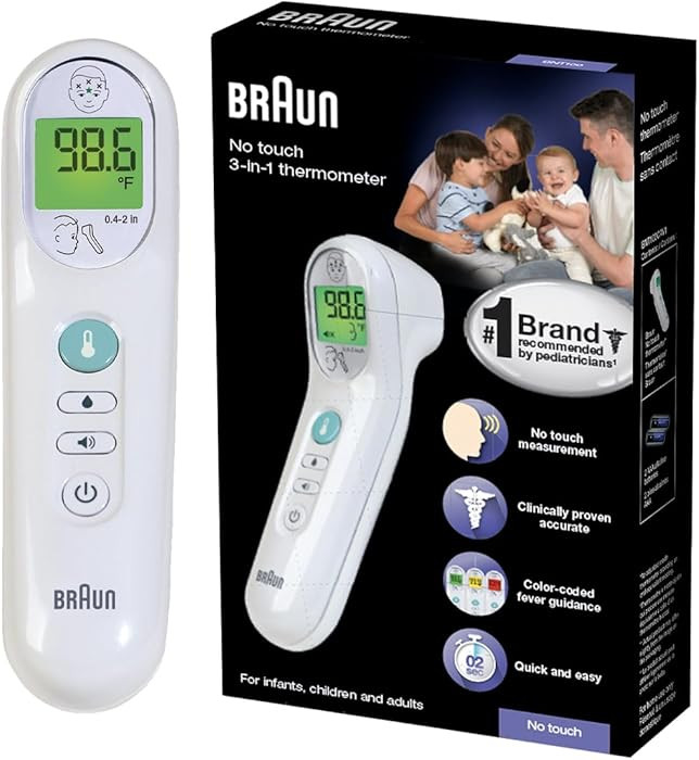 Braun No Touch 3-in-1 Thermometer for Adults, Kids & Babies, Measures Forehead, Liquid and Food T... | Amazon (US)