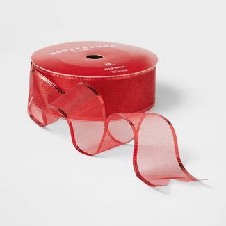 2" Sheer Metallic Ribbon Red 75ft - Wondershop™ | Target