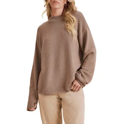 Splendid Elsie Cotton Blend Roll Edge Sweater in Java Brown at Nordstrom, Size X-Small | Nordstrom