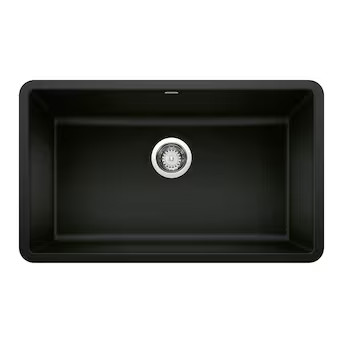 Blanco Precis Silgranit Undermount 30-in x 18-in Coal Black Granite Single Bowl Kitchen Sink | Lowe's