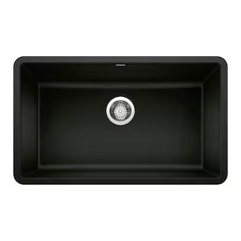 Blanco Precis Silgranit Undermount 30-in x 18-in Coal Black Granite Single Bowl Kitchen Sink | Lowe's