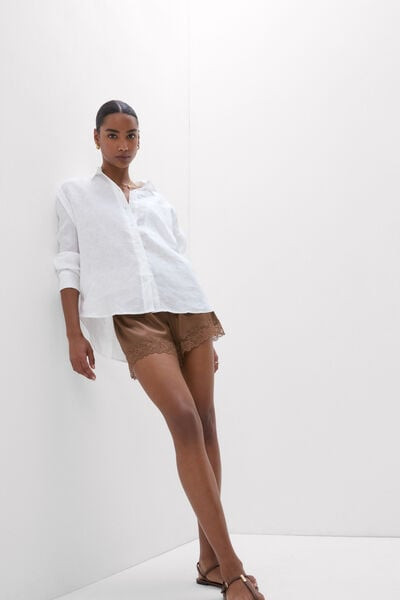 Intimissimi The Pure Linen Shirt in Linen Fabric Woman White Size L | Intimissimi (US)