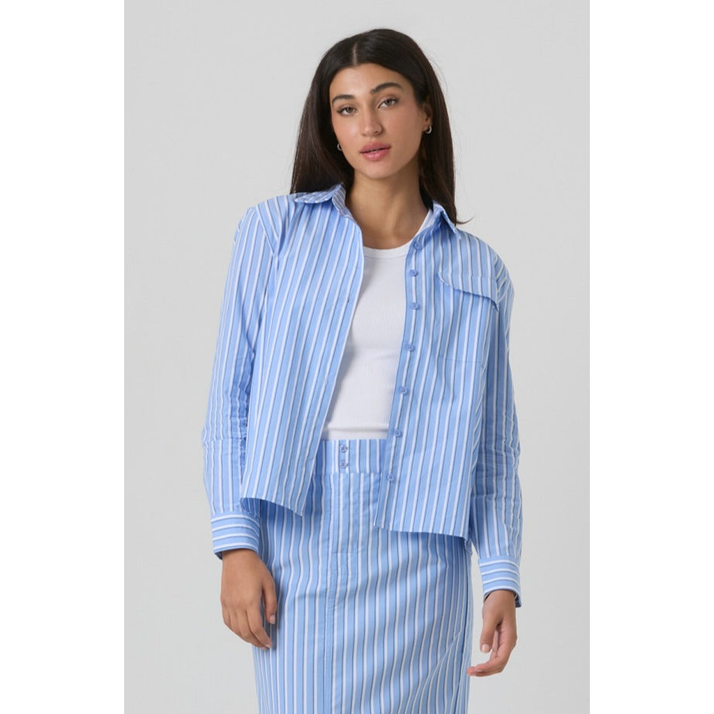 By Tess Collection Amy Blouse in Blue Pinstripe at Nordstrom, Size X-Large | Nordstrom