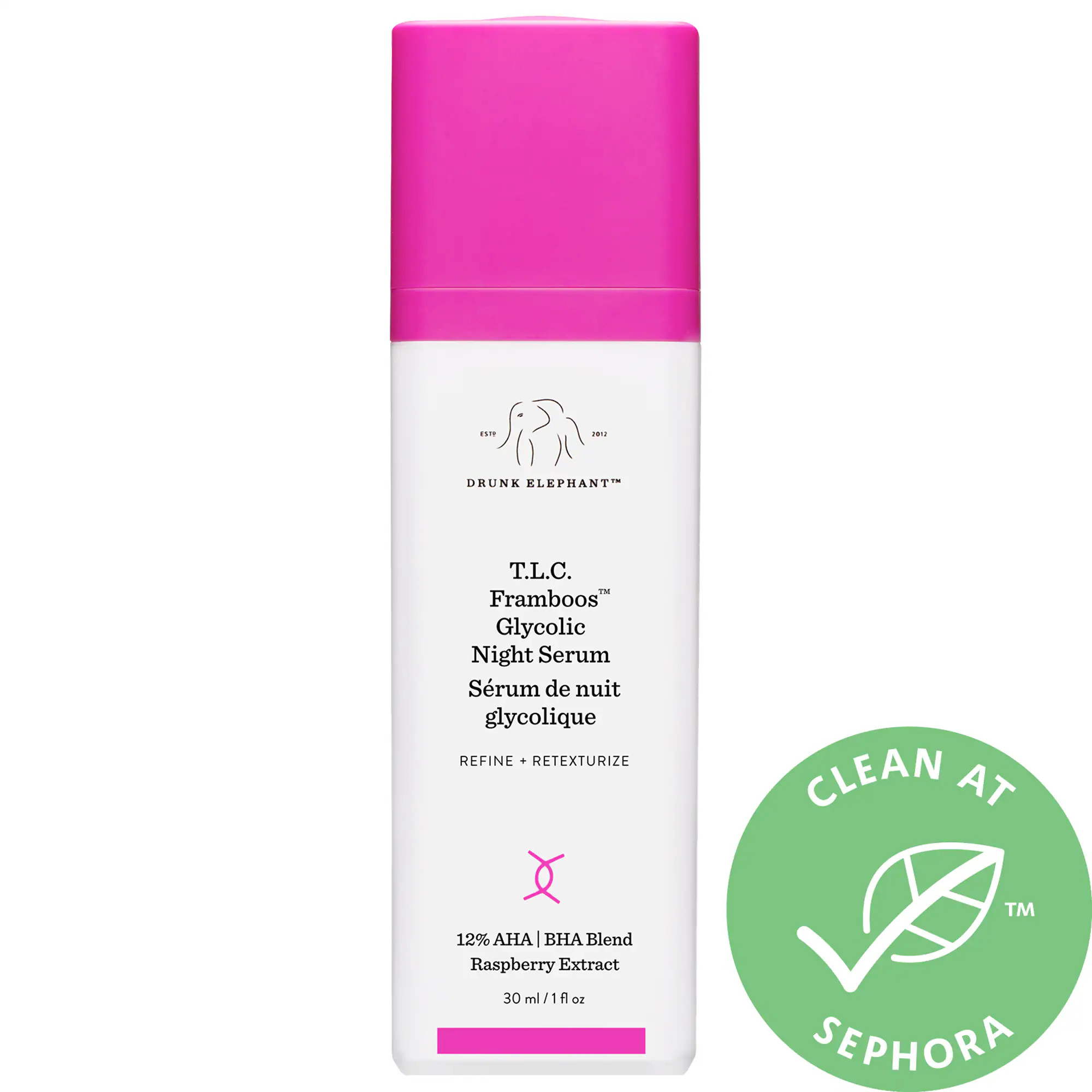 Drunk Elephant T.L.C. Framboos™ Glycolic Resurfacing Night Serum 1 oz/ 30 mL | Sephora (US)