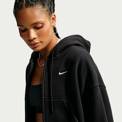 Nike Women's Studio Fleece Medium Weight Oversized Full-Zip Cropped Hoodie in Blue | IM8499-417 | Nike (US)