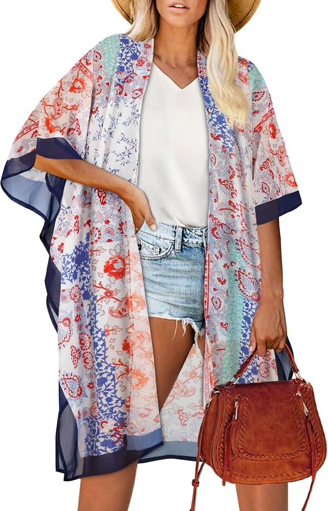 Women's Kimono Beach Cover up for Summer Bathing Suits Cardigans Casual Loose Swimwear 2026 | Amazon (US)