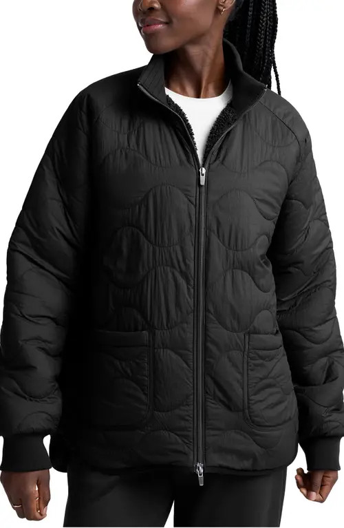 Beyond Yoga Two-Way Reversible Quilted Jacket in Black at Nordstrom, Size Large | Nordstrom