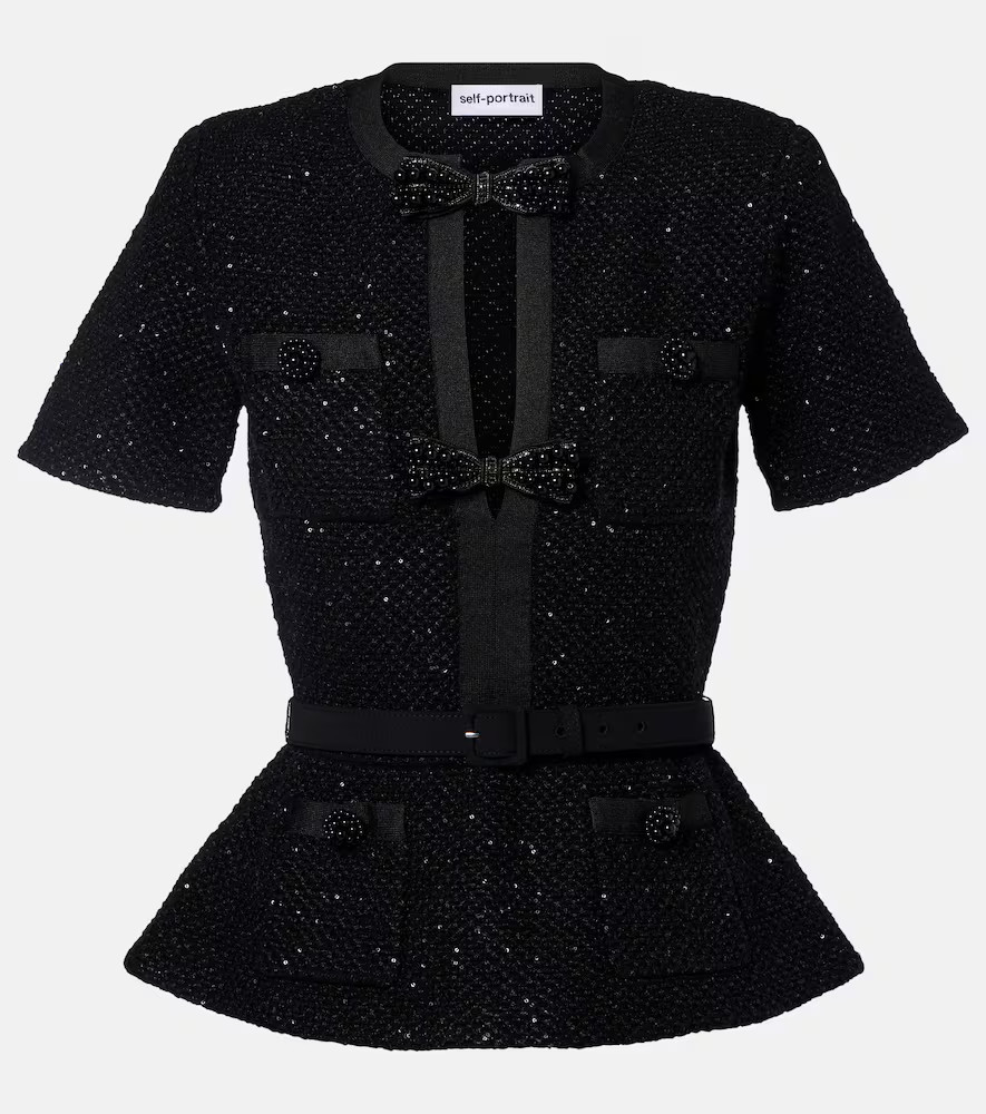 Self-Portrait Sequined knitted top | Mytheresa (US/CA)