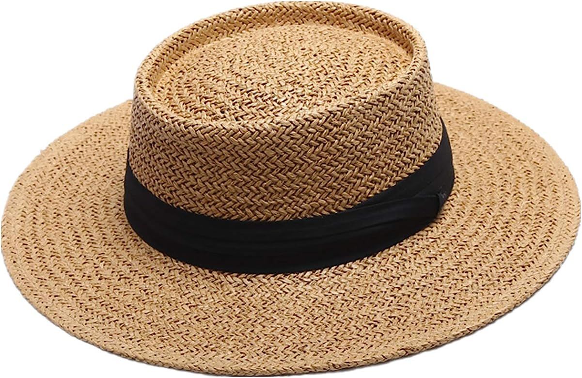 JOLLQUE Straw Hats for Women, Panama Hat Fedora Summer Beach Sun Hat | Amazon (US)