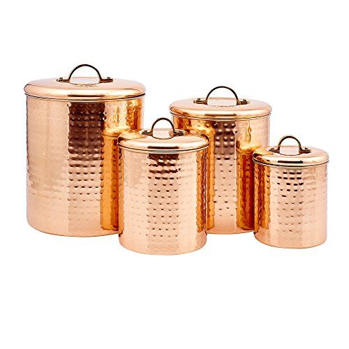 4 Piece Décor Copper "Hammered" Canister Set | Amazon (US)