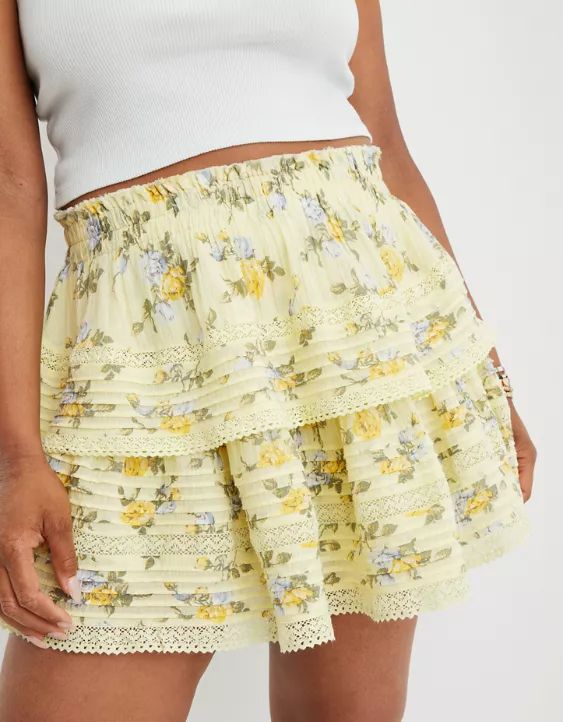 Aerie Rock 'n' Ruffle Printed Mini Skirt | American Eagle Outfitters (US & CA)