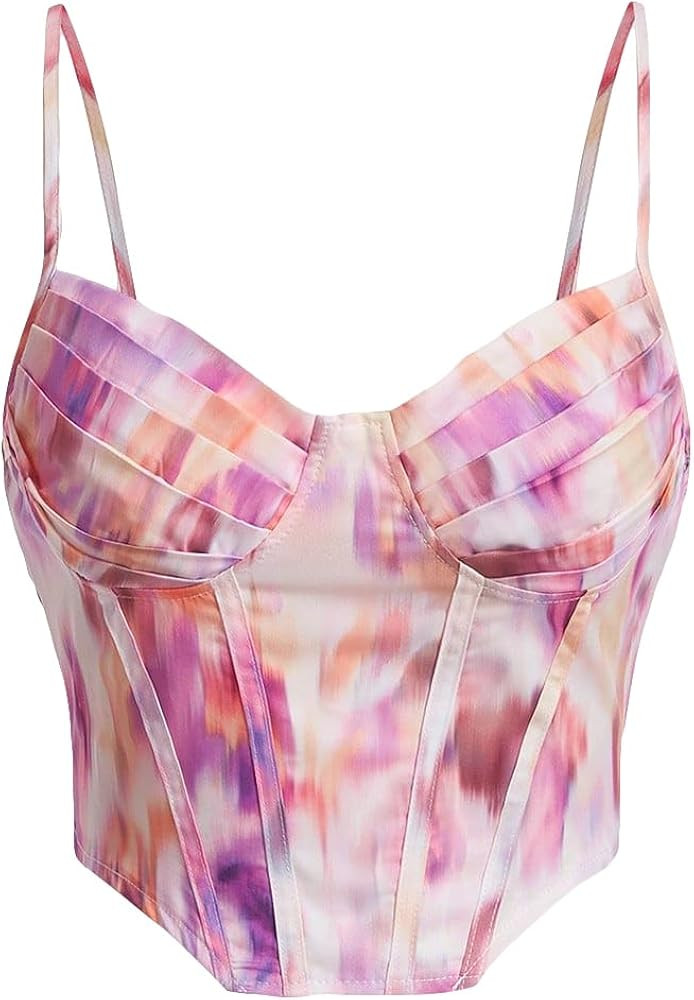 SOLY HUX Women's Tie Dye Bustier Cami Top Sleeveless Slim Fit Y2K Corset Crop Tops | Amazon (US)