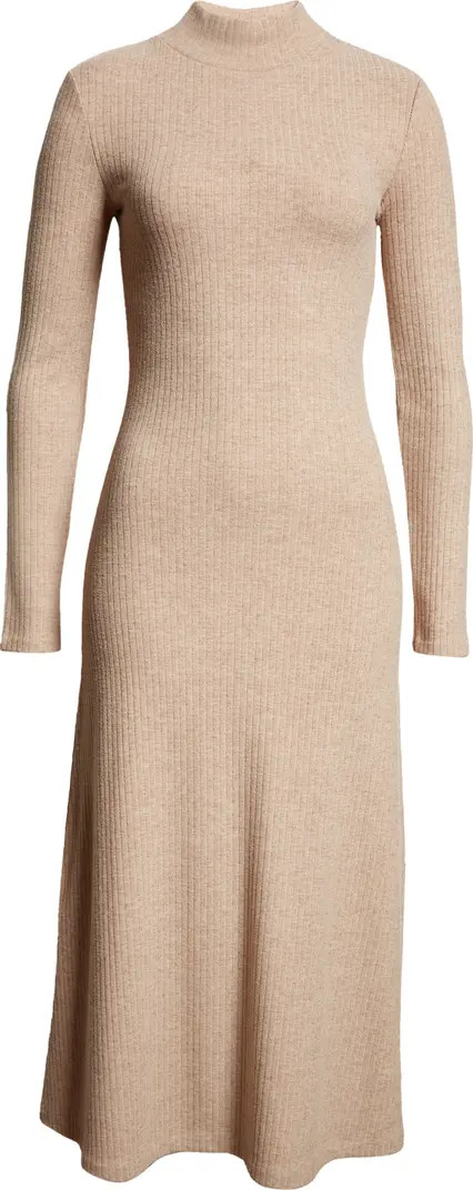 Rib Mock Neck Long Sleeve Knit Dress | Nordstrom