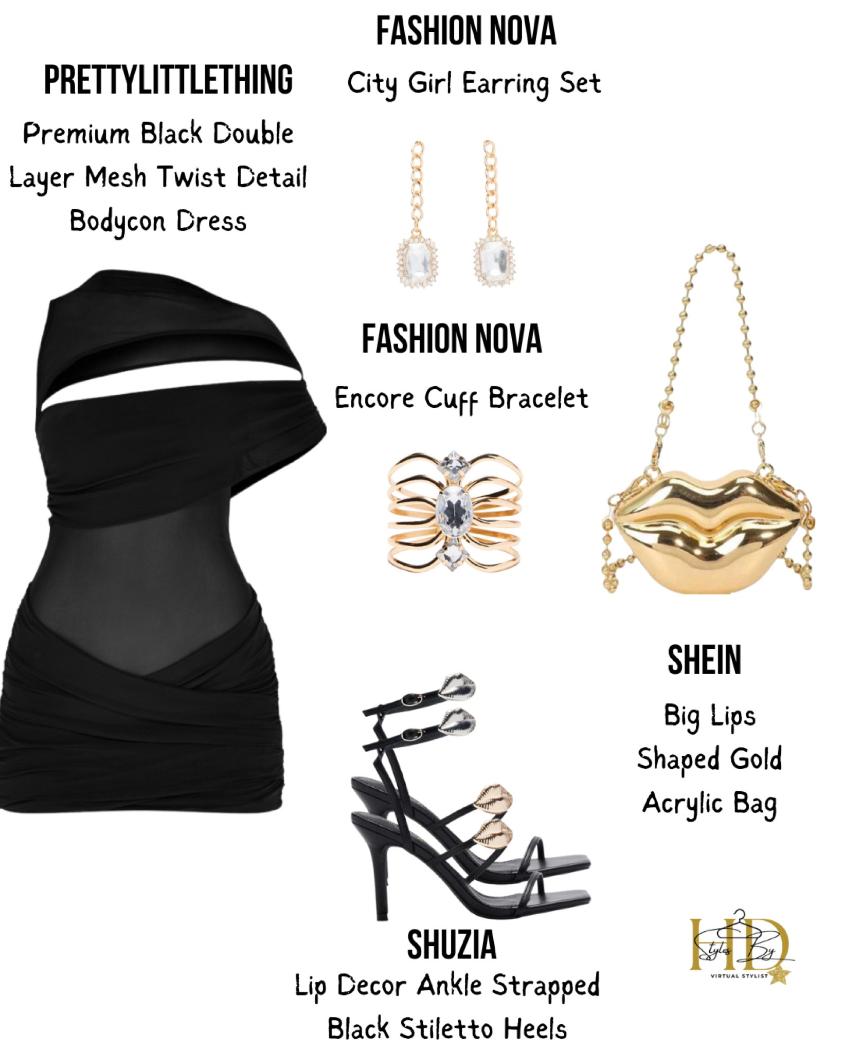 A Valentine’s Day look! Let’s keep it grown and sexy with black & gold with a pop of silver! This whole outfit is under $100!!! 

#LTKFindsUnder100 #LTKStyleTip #LTKGiftGuide