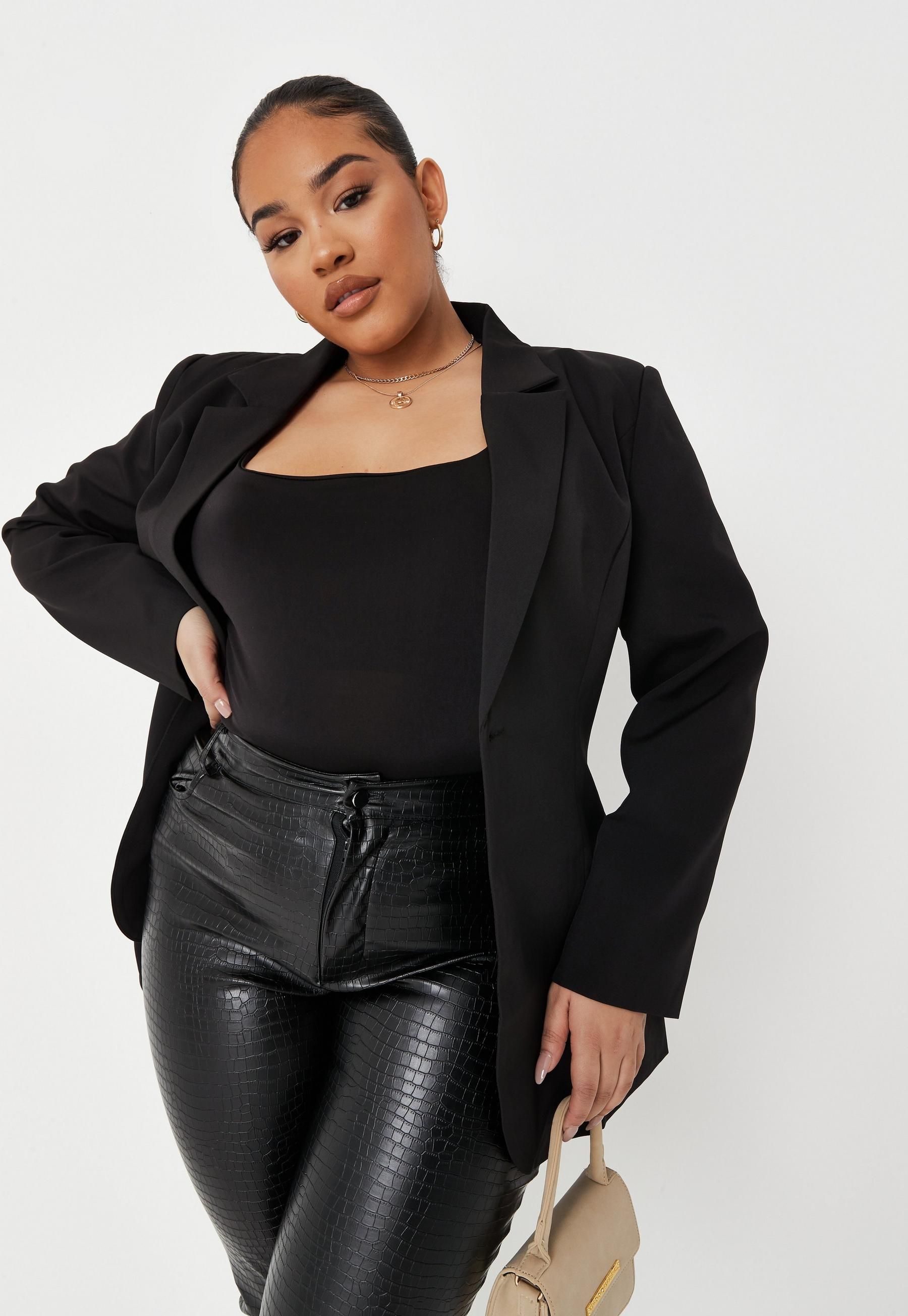 Missguided - Plus Size Black Tailored Skinny Blazer | Missguided (US & CA)