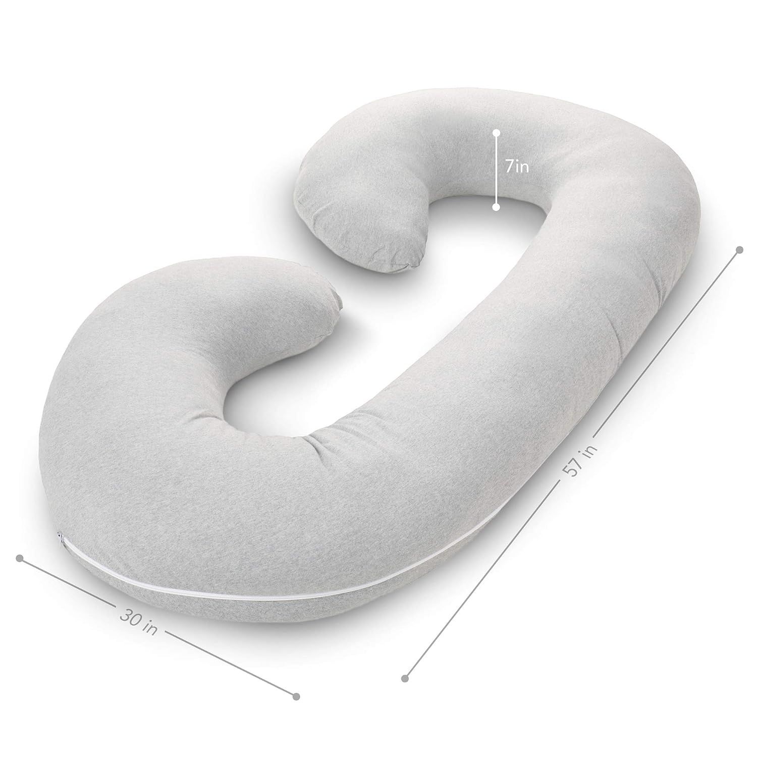 PharMeDoc Pregnancy Pillow with Jersey Cover, C Shaped Full Body Pillow (Light Gray) | Amazon (US)