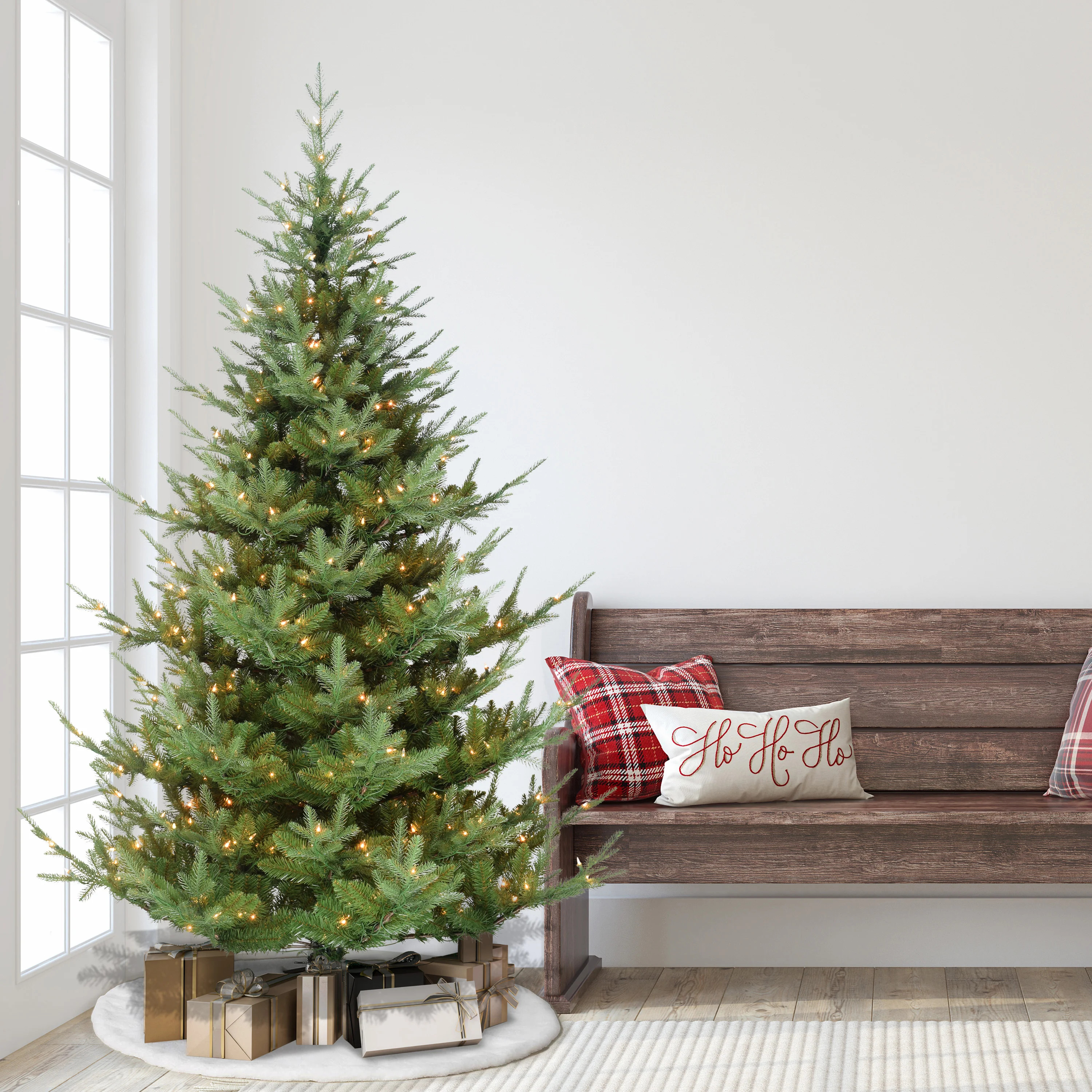 Green Realistic Artificial Spruce Christmas Tree with Light | Wayfair North America