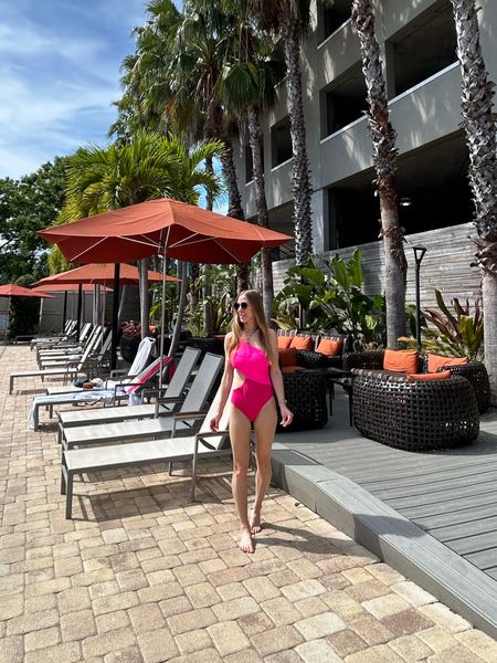 Shop the neon pink color block one piece swimsuit with side cut out on Amazon - comes in tons of colors! I’ve had this for a few years and it’s held up! Excited to wear it in Florida as one of my pool Spring Break outfits 🌴🌴

#LTKswim #LTKtravel #LTKunder50