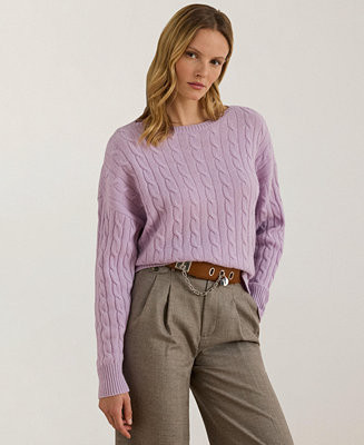 Lauren Ralph Lauren Women's Wool-Cashmere Cable-Knit Sweater - Macy's | Macy's