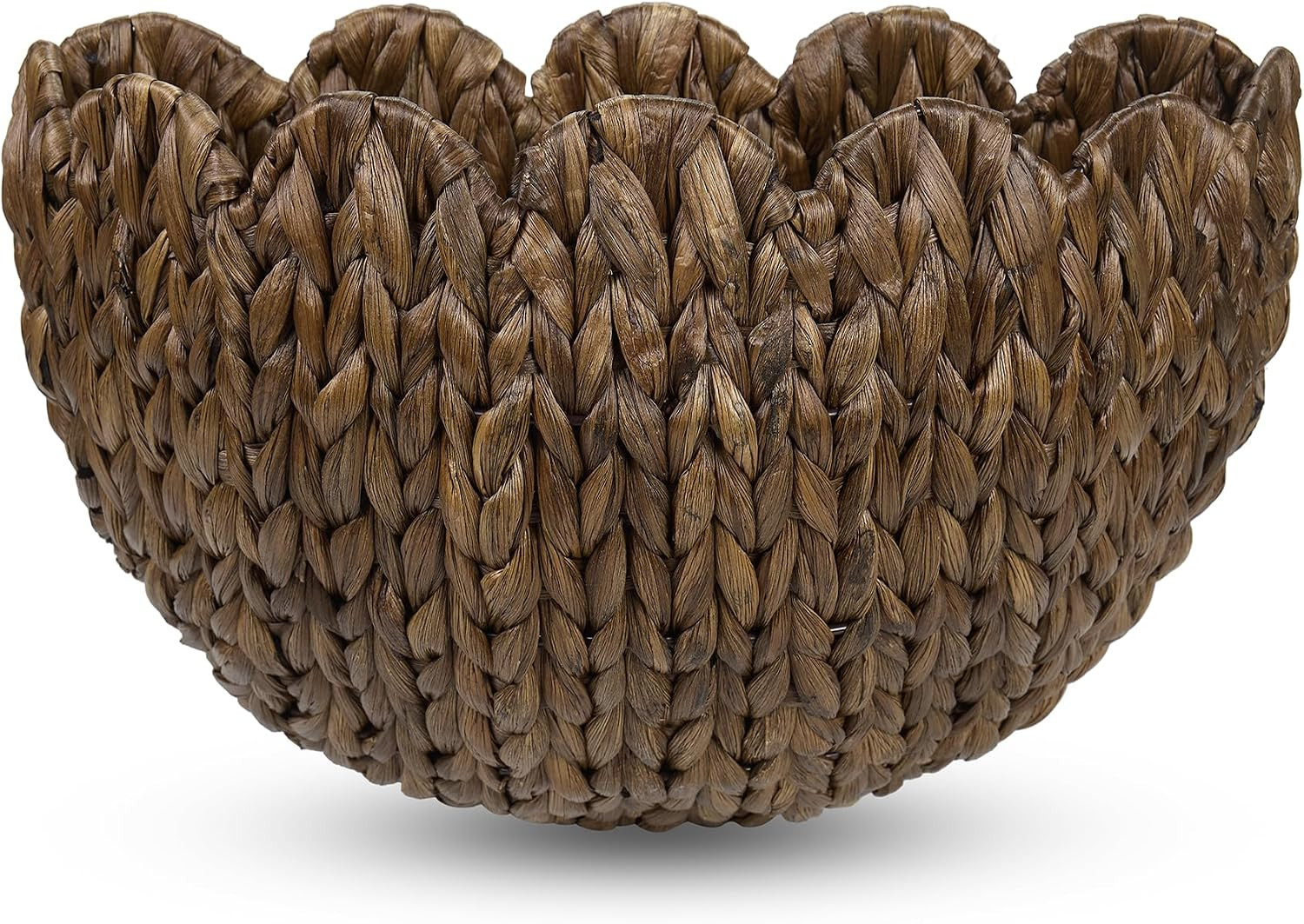 Hanging Wall Basket, Handwoven Water Hyacinth Scalloped Basket, Decorative Wall Organizer and Planter for Entryway Mail Plants Bathroom, 16" D x 10" W x 7" H,Coffee | Amazon (US)