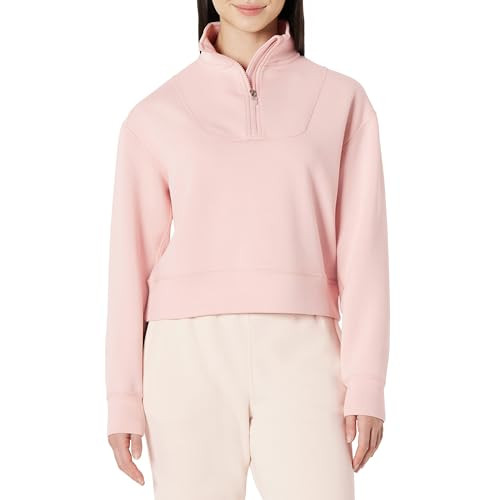 Amazon.com: Amazon Essentials Women's Active Sweat Half Zip Pullover Sweatshirt, Dusty Pink, Medi... | Amazon (US)
