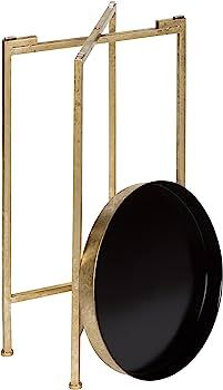 Kate and Laurel Celia Round Metal Foldable Tray Accent Table, Black with Gold Base | Amazon (US)