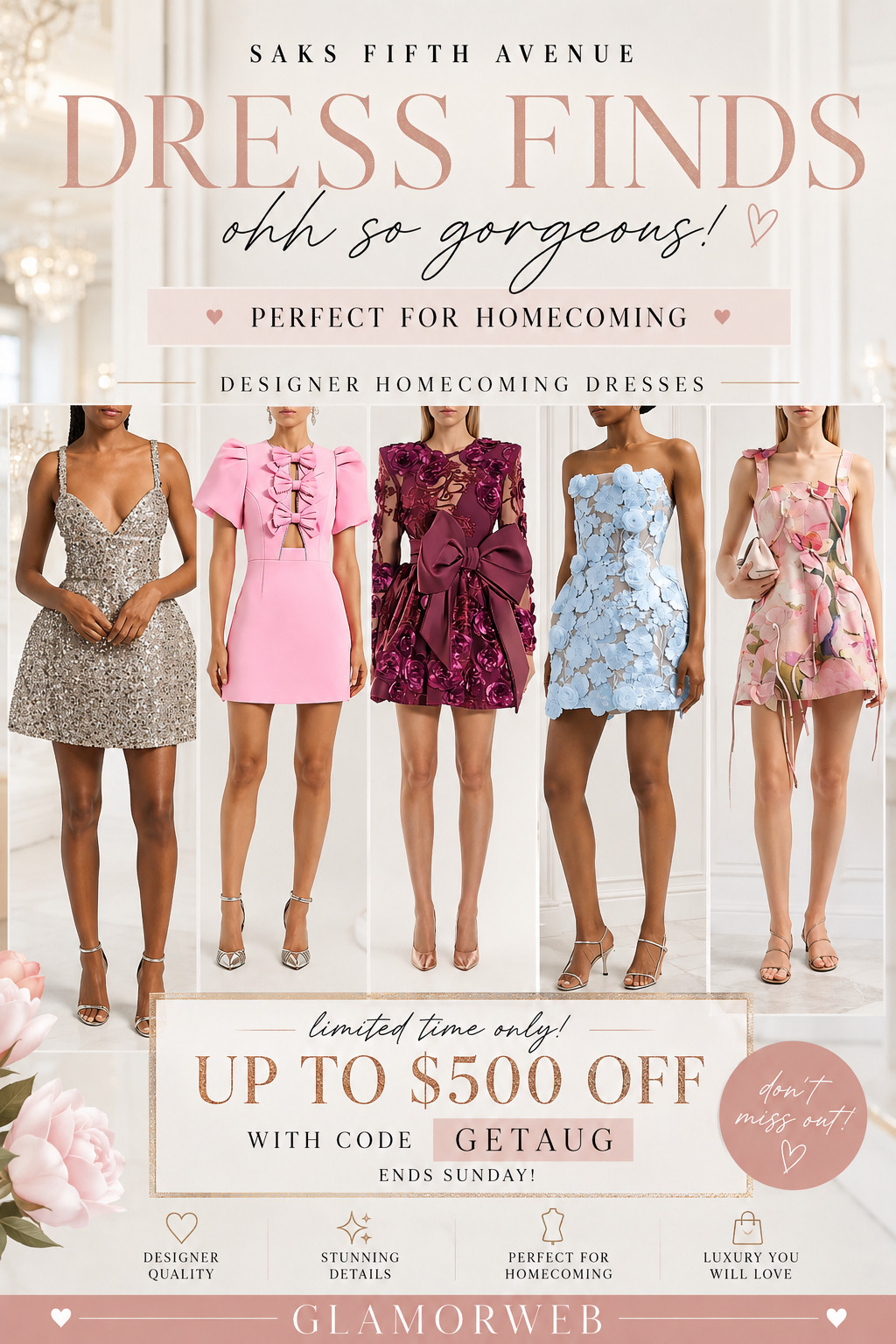 Saks Fifth Avenue dress finds are seriously unreal right now 😍✨ these designer homecoming dresses are giving main character energy — elegant, flirty, and SO gorgeous for your big night 💫 if you’ve been waiting to splurge, this is your moment because you can get up to $500 OFF with code GETAUG (ends Sunday!!) 🖤 don’t wait, the best styles always sell out first

#saksfifthavenue #homecomingdress #hoco2026 #designerfashion #designerfinds #homecomingstyle #luxedresses #cocktaildress #fallfashionfinds #dressinspo #partyoutfit #elegantstyle #ltkfashion #ltkwedding #ltkdress #ltksale #ltktrending #styleinspo #fashionfinds #glamstyle #ootdideas #falloutfits #luxestyle #eveningwear #trendingdresses #chicstyle #fashionlover #dressseason #salealert #ltkit 

 #LTKSeasonal #LTKSaleAlert #LTKWedding